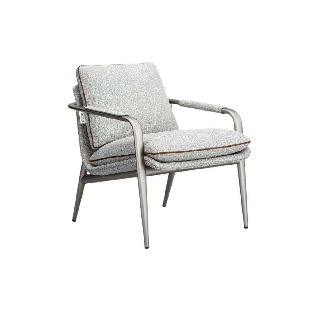 Modern Gray Upholstered Lounge Chair with Sleek Metal Frame