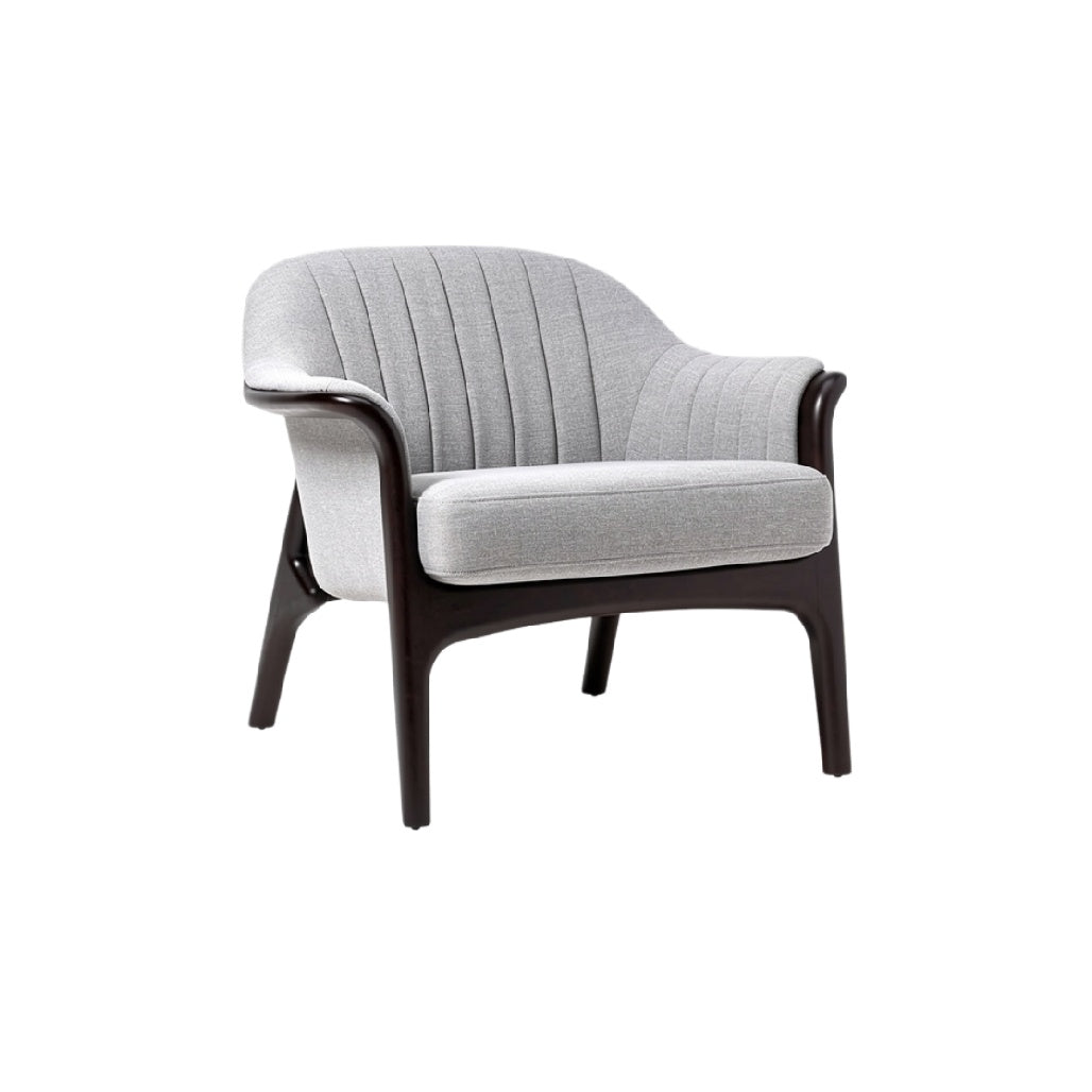 Stylish Mid-Century Modern Gray Lounge Chair with Wooden Legs