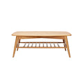 Mid-Century Modern Wooden Coffee Table with Storage Shelf