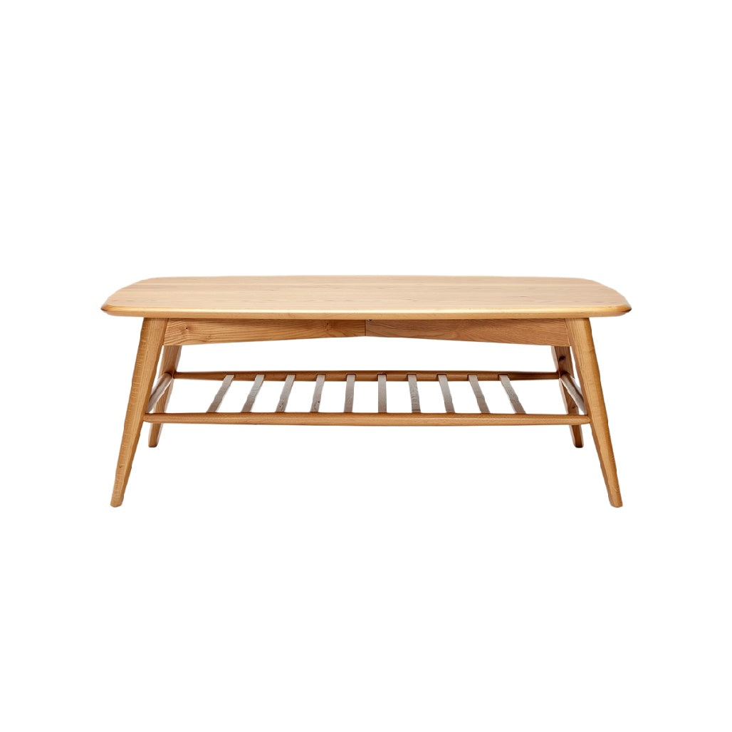 Mid-Century Modern Wooden Coffee Table with Storage Shelf
