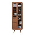 Modern Wooden Storage Cabinet with Glass Door and Shelves